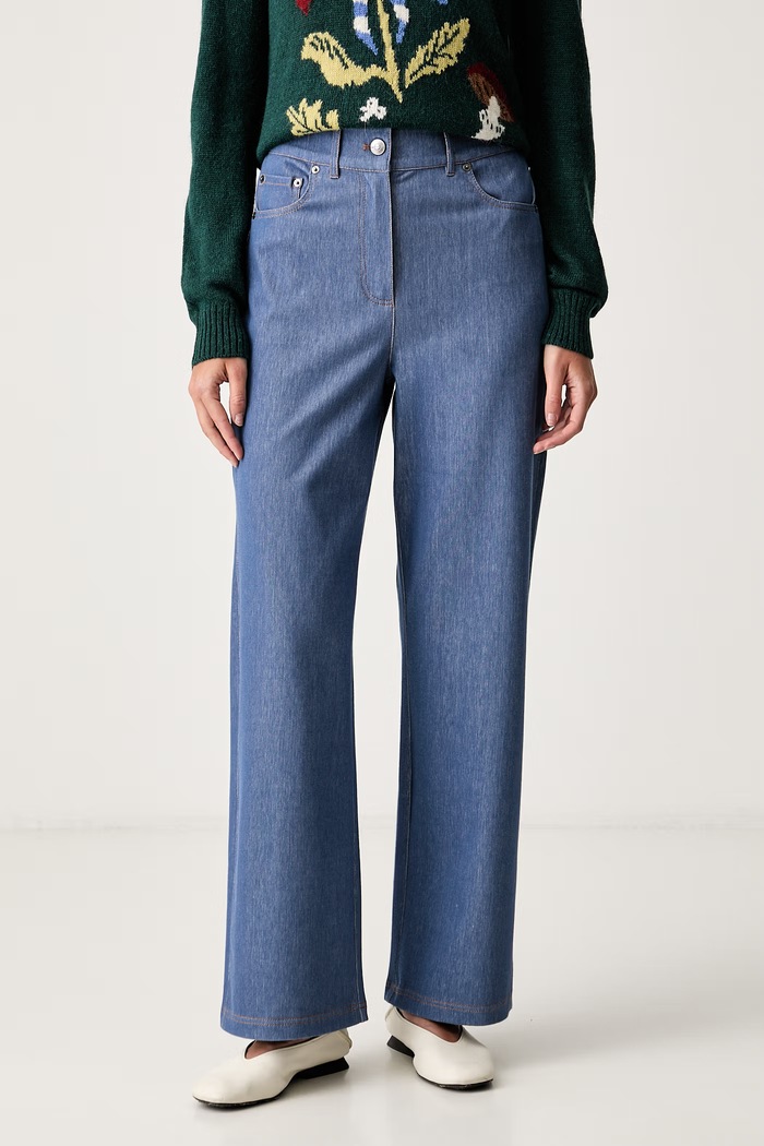 MM by Max Mara spodnie damskie z bawełną MMLEMIRO niebieski 2626786017600