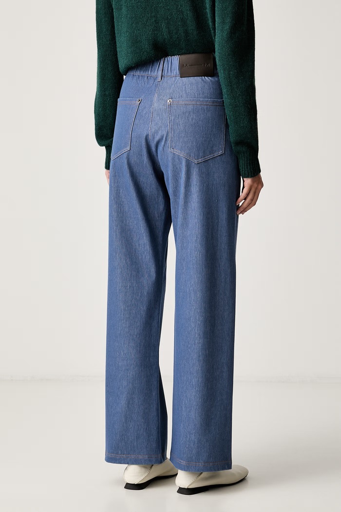 Odzież MM by Max Mara spodnie damskie z bawełną MMLEMIRO 2626786017600 niebieski