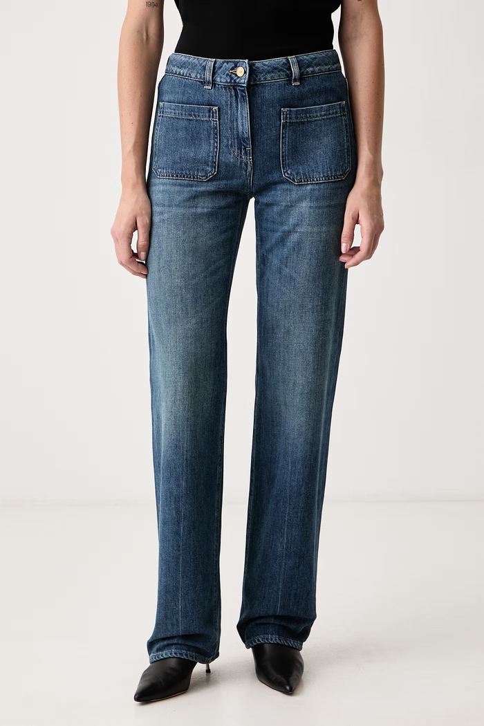 Elisabetta Franchi Jeansy straight damskie niebieski PJ17I66E2