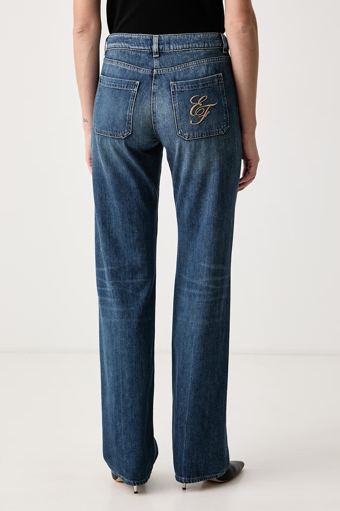 Odzież Elisabetta Franchi Jeansy straight damskie PJ17I66E2 niebieski