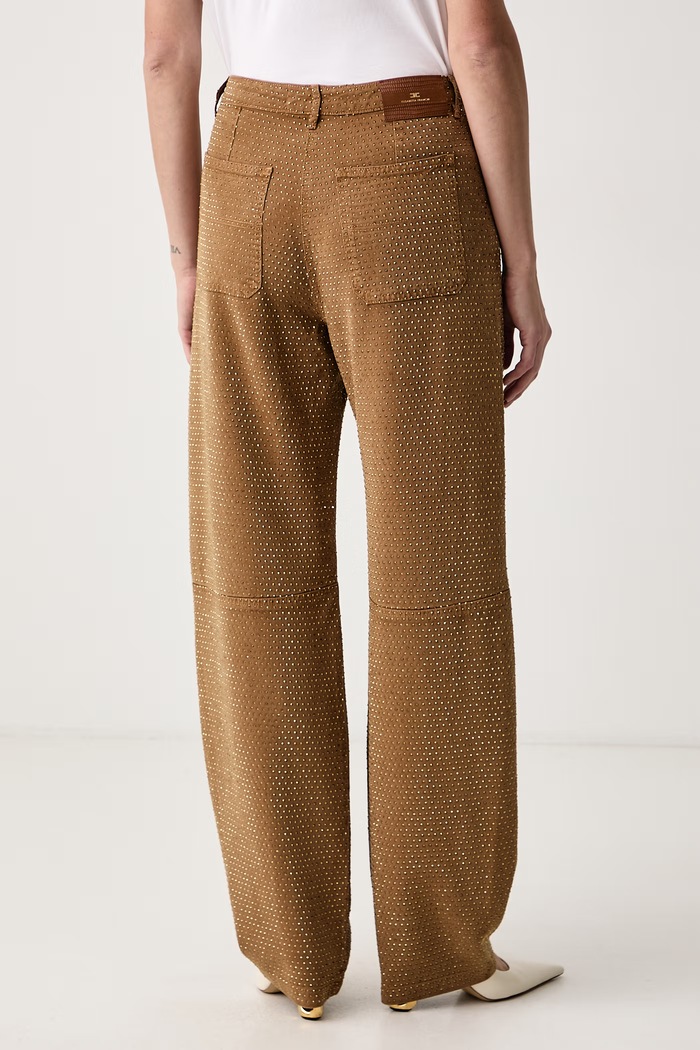 Odzież Elisabetta Franchi Jeansy relaxed fit damskie PJ16D66E2 brązowy
