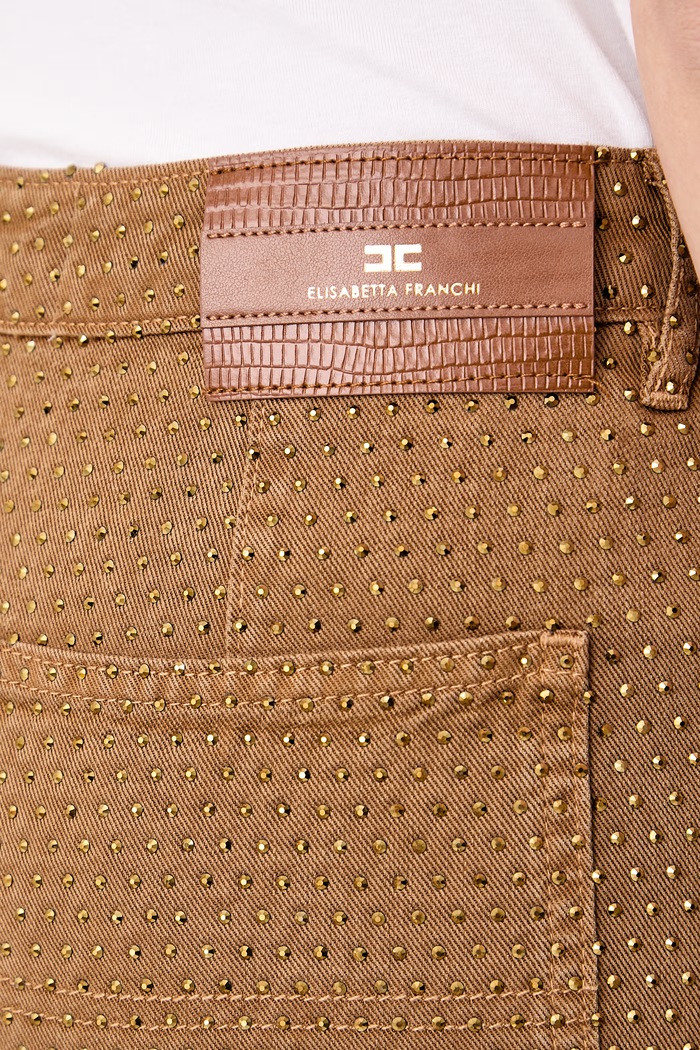 Jeansy relaxed fit damskie Elisabetta Franchi PJ16D66E2 brązowy