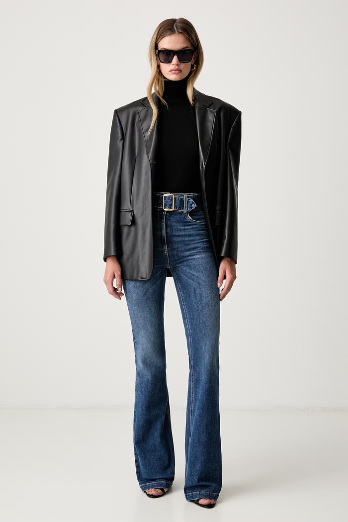 Elisabetta Franchi jeansy flare damskie PJ13D66E2 niebieski AW26