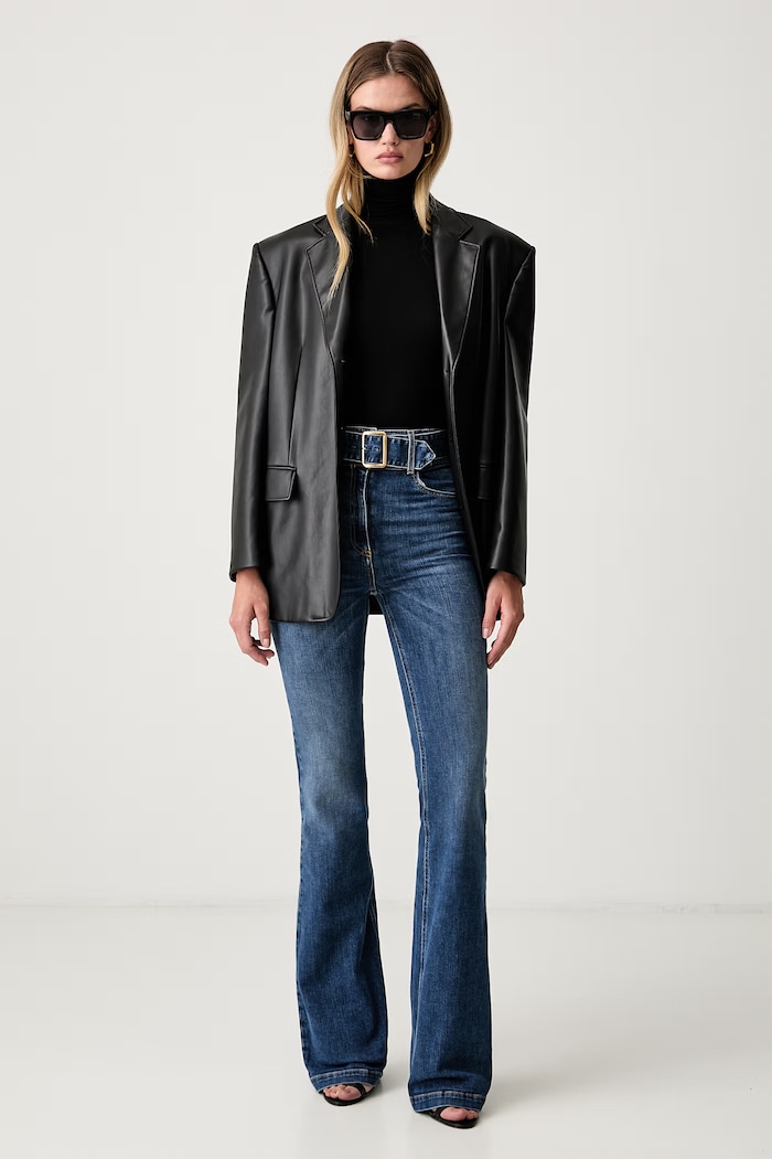 Elisabetta Franchi jeansy flare damskie PJ13D66E2 niebieski AW26