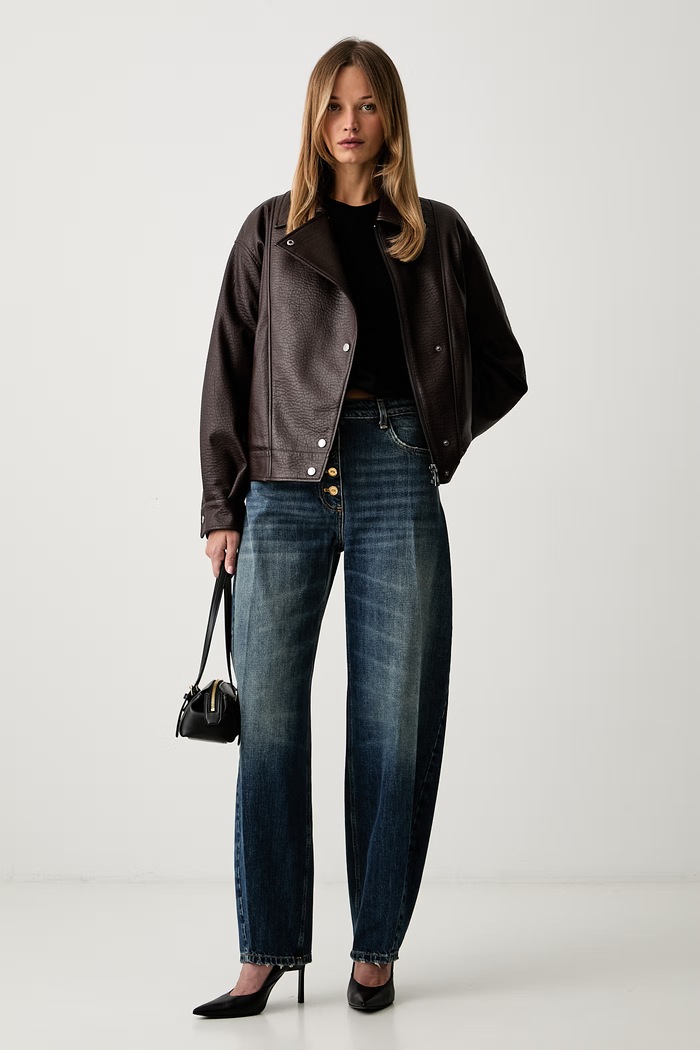 Elisabetta Franchi jeansy relaxed fit damskie PJ10D66E2 niebieski AW26