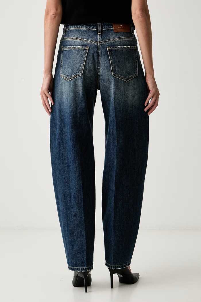 Odzież Elisabetta Franchi jeansy relaxed fit damskie PJ10D66E2 niebieski