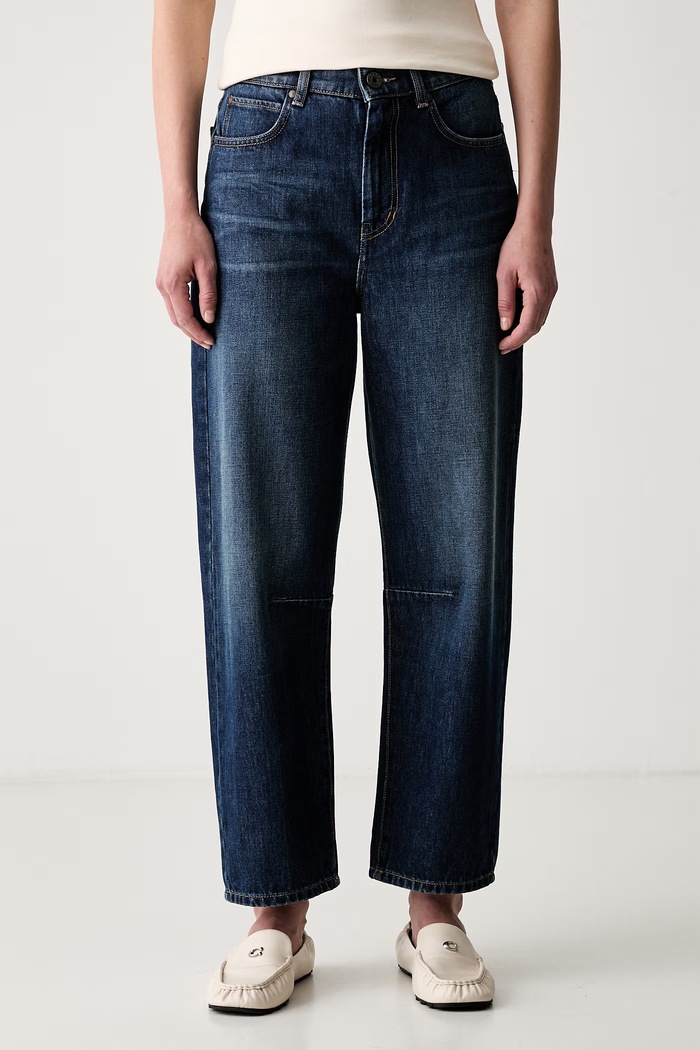 Weekend Max Mara jeansy barrel damskie WKDCADUCA granatowy 2625186041600