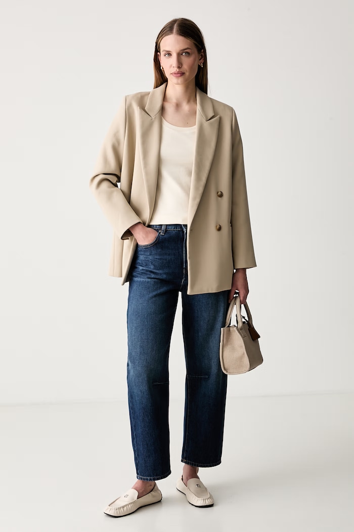 Weekend Max Mara jeansy barrel damskie WKDCADUCA 2625186041600 granatowy AW26