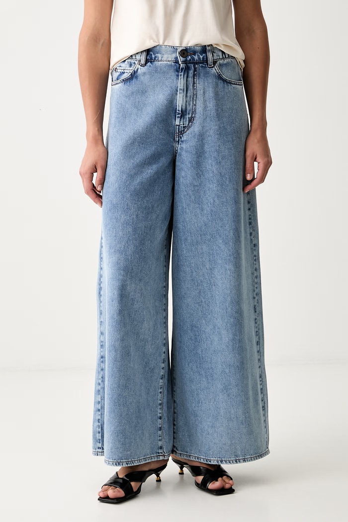 Weekend Max Mara jeansy wide leg damskie WKDZATTERA niebieski 2625186031600