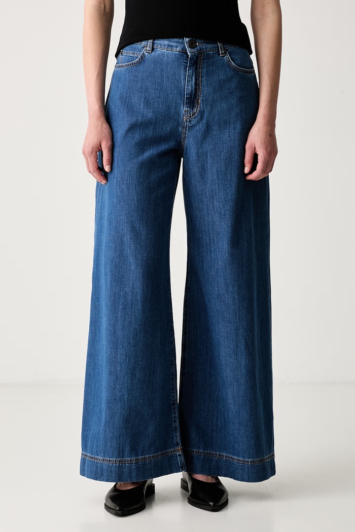 Weekend Max Mara jeansy wide leg damskie WKDVEGA niebieski 2625186021600