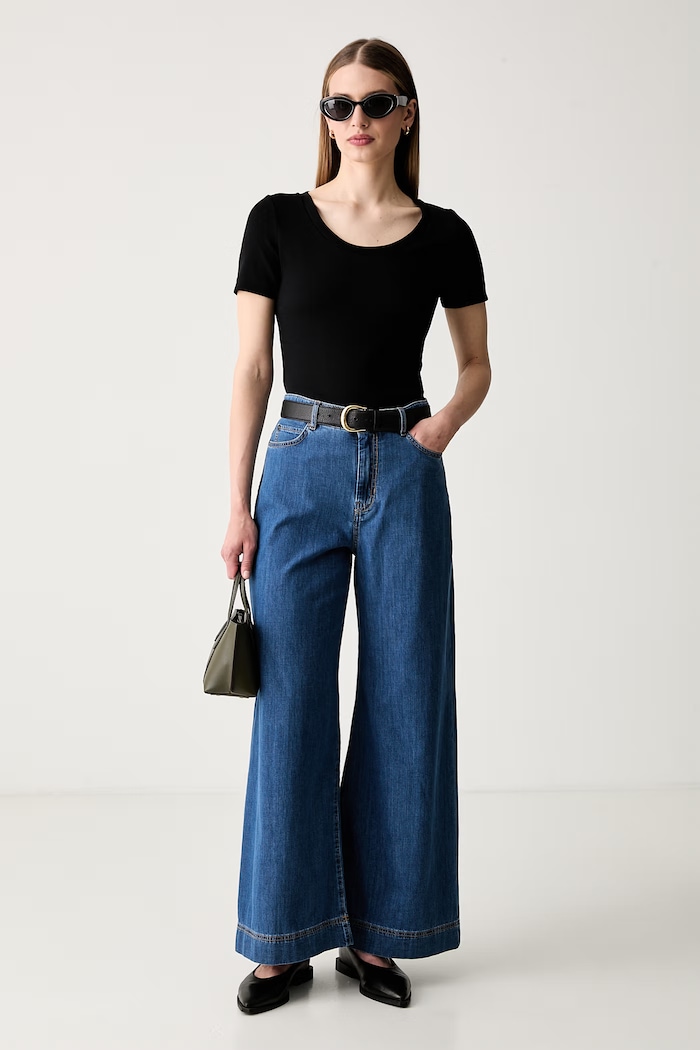 Weekend Max Mara jeansy wide leg damskie WKDVEGA 2625186021600 niebieski AW26