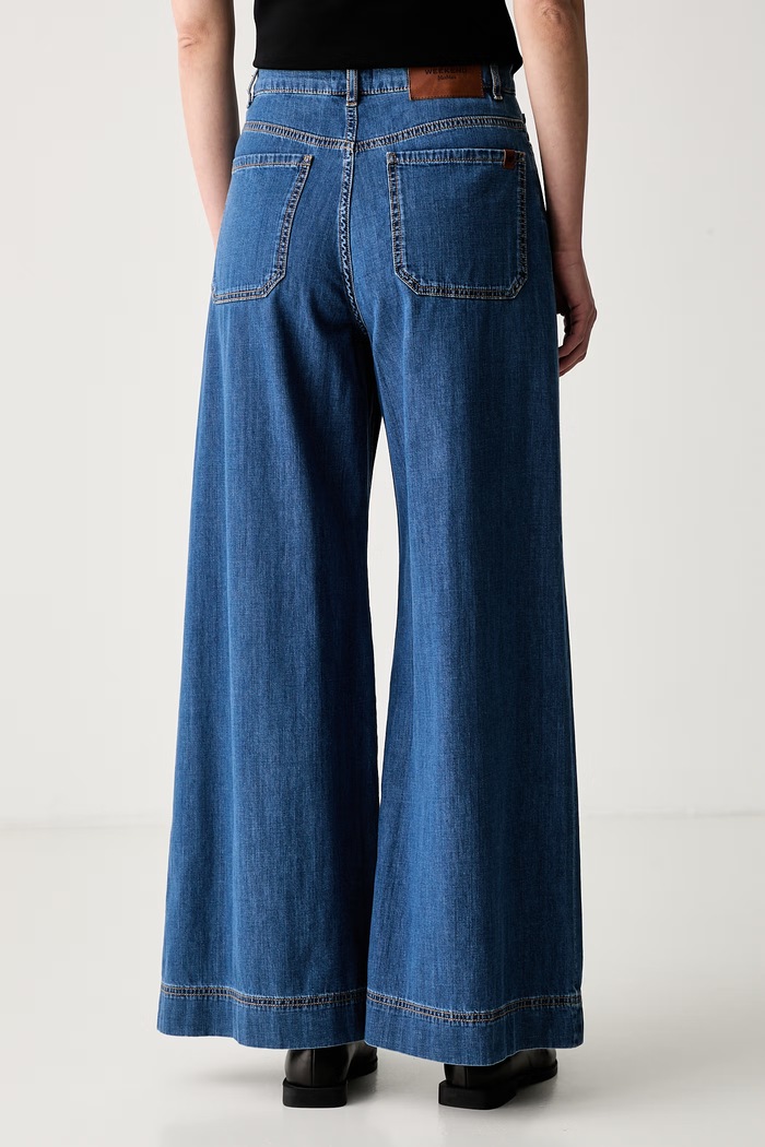 Odzież Weekend Max Mara jeansy wide leg damskie WKDVEGA 2625186021600 niebieski