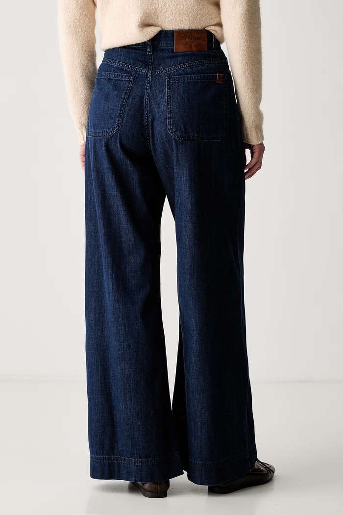 Odzież Weekend Max Mara jeansy wide leg damskie WKDVEGA 2625186021600 granatowy