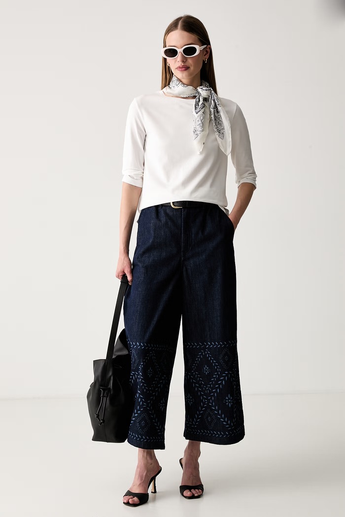 Weekend Max Mara jeansy wide leg damskie WKDLAMPADA 2625186011600 granatowy AW26