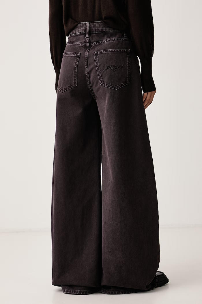 Odzież MSGM Jeansy wide leg damskie 4141MDP230T.267759 fioletowy