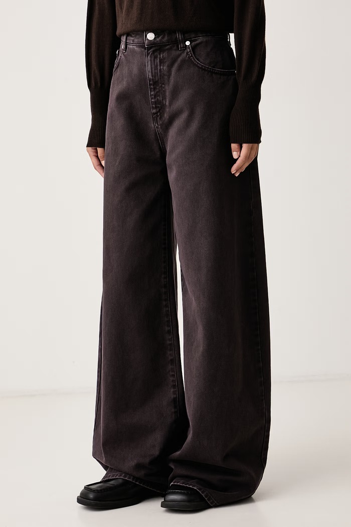Jeansy wide leg damskie MSGM 4141MDP230T.267759 fioletowy