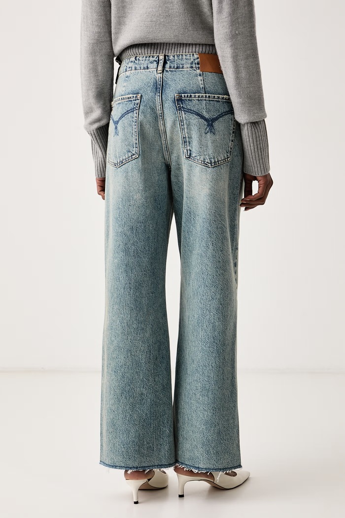 Odzież Patrizia Pepe jeansy wide leg damskie 8P0020.D1WZB niebieski