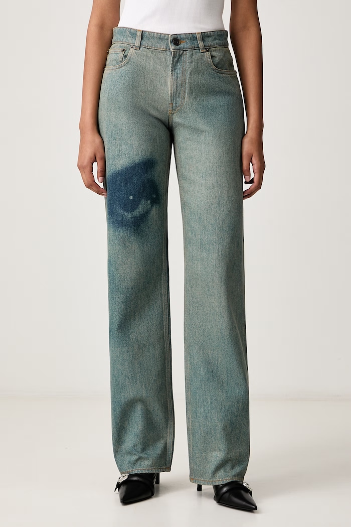 Jean Paul GAULTIER Face Print jeansy straight damskie niebieski 26.04.W.TR164.D032