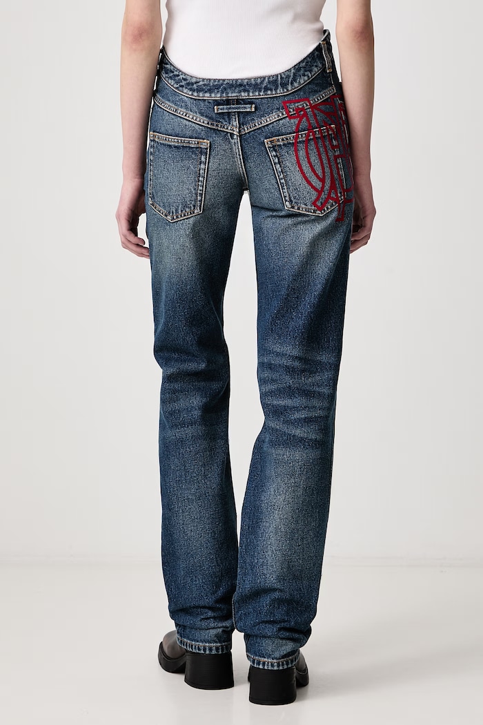 Odzież Jean Paul GAULTIER Jeansy straight damskie 26.04.W.TR165.D031 niebieski