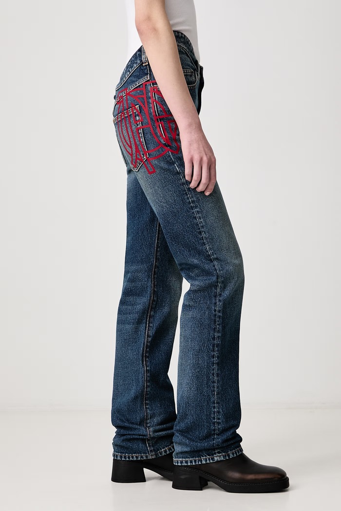 Jeansy straight damskie Jean Paul GAULTIER niebieski 26.04.W.TR165.D031