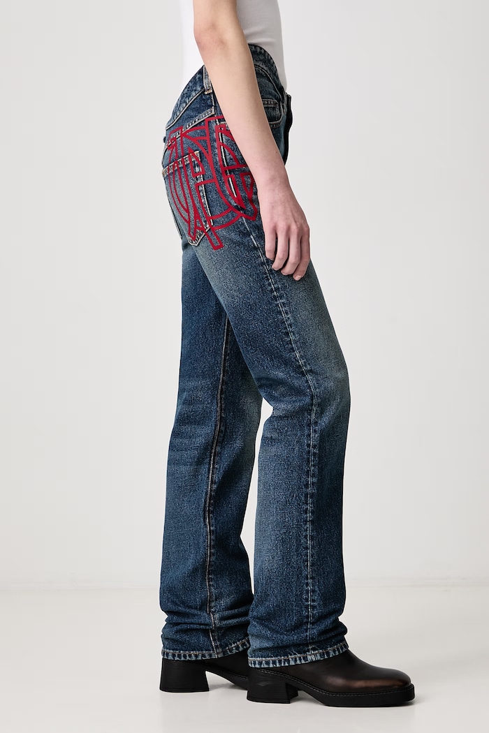 Jeansy straight damskie Jean Paul GAULTIER niebieski 26.04.W.TR165.D031