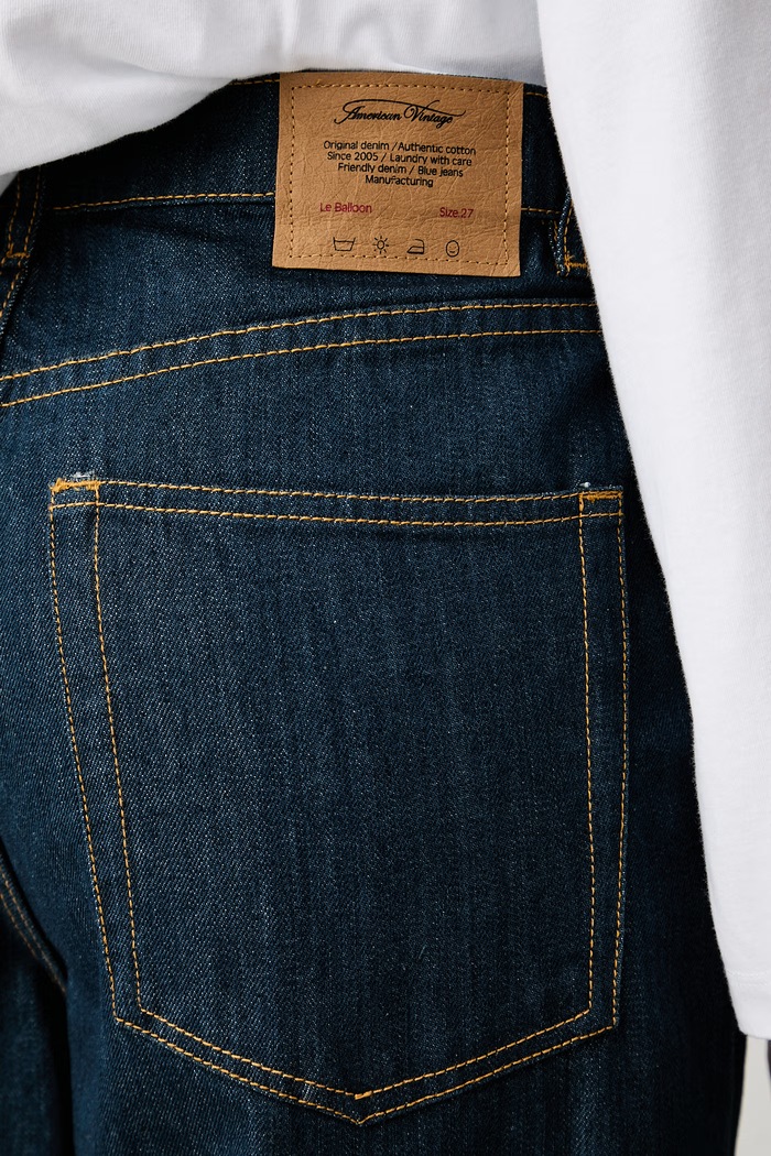 American Vintage jeansy relaxed fit damskie granatowy RIF11A