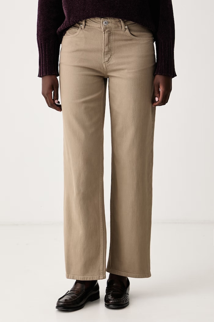 Marc O'Polo Jeansy wide leg damskie beżowy 5000014834