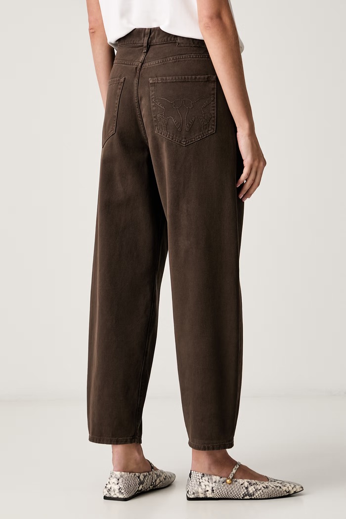 Odzież Pinko jeansy relaxed fit damskie 103857.A3KU brązowy
