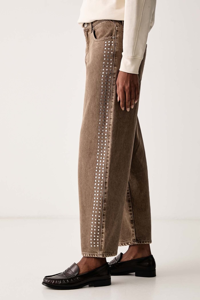 Jeansy relaxed fit damskie Pinko 103857.A3JM brązowy