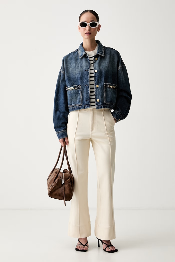 Barbour jeansy flare damskie Hinton LTR0430 beżowy AW26