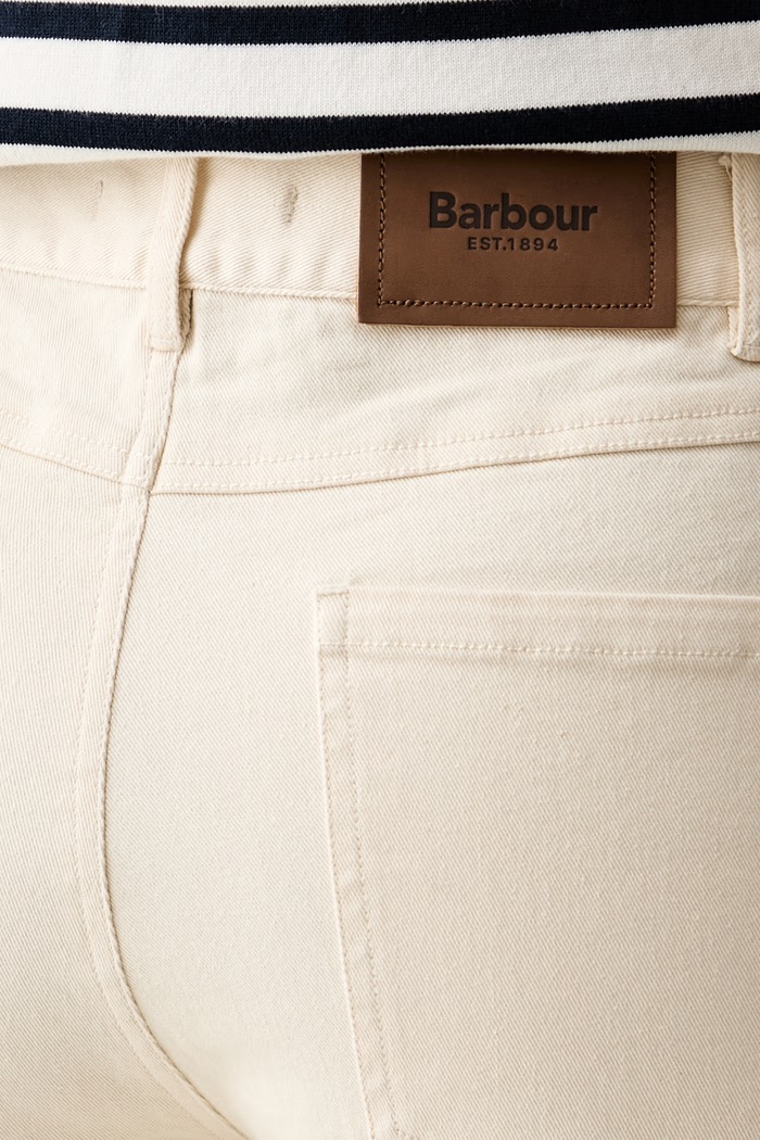 Barbour jeansy flare damskie Hinton beżowy LTR0430