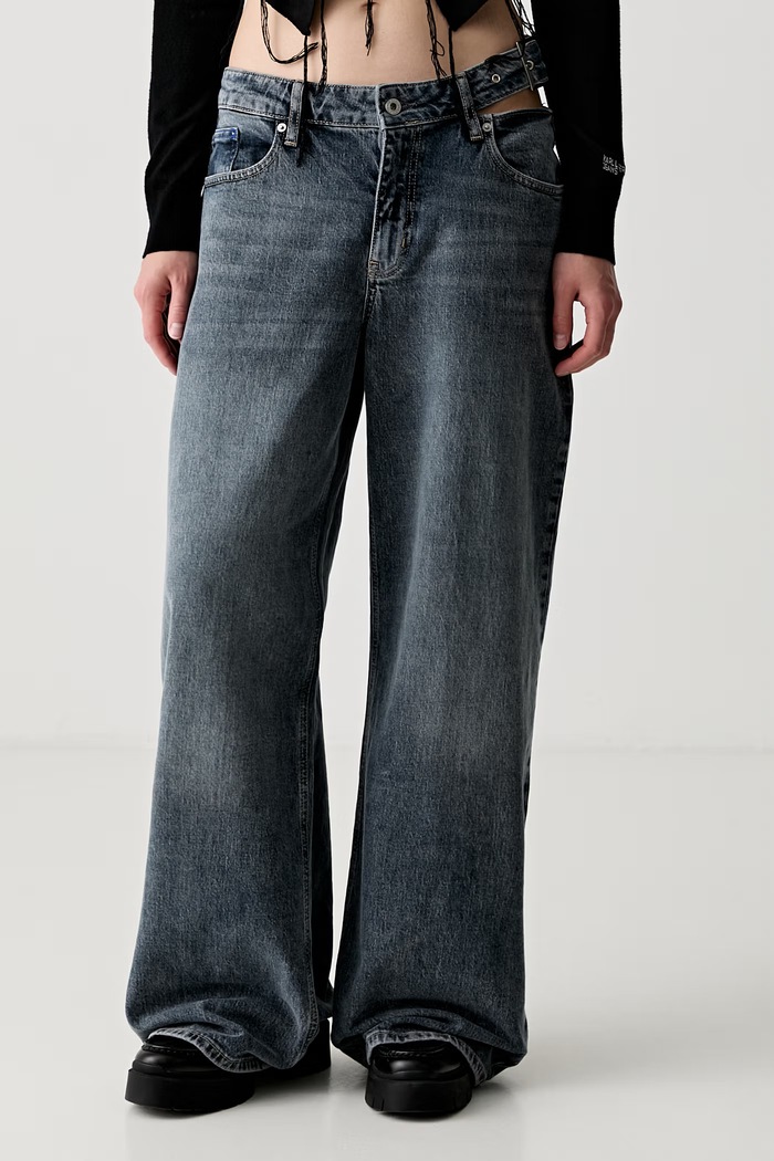 Karl Lagerfeld Jeans jeansy wide leg damskie niebieski B3W10047
