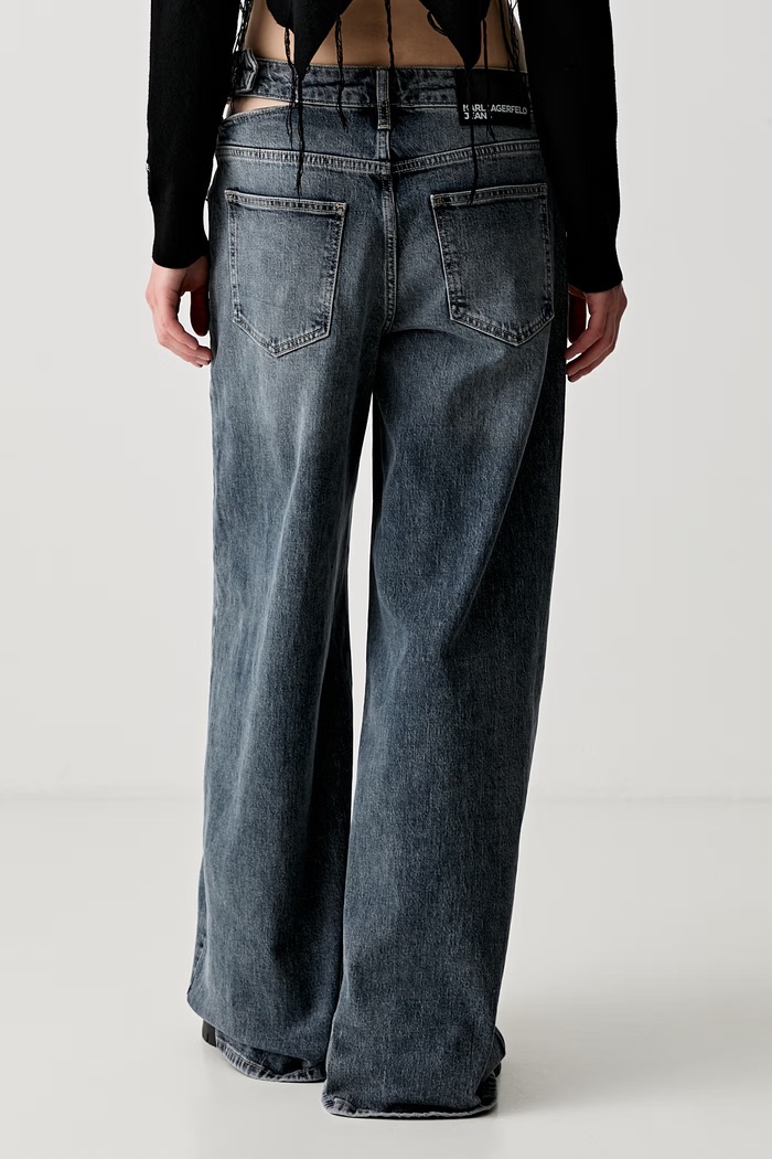 Odzież Karl Lagerfeld Jeans jeansy wide leg damskie B3W10047 niebieski
