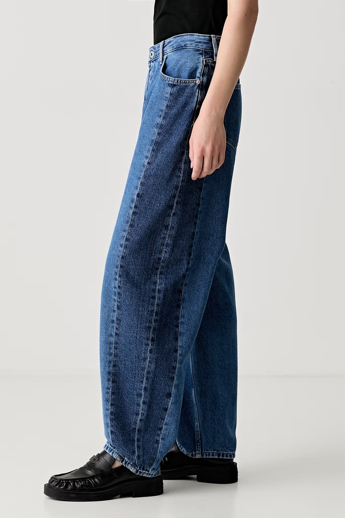 Karl Lagerfeld Jeans jeansy barrel damskie niebieski B3W10028