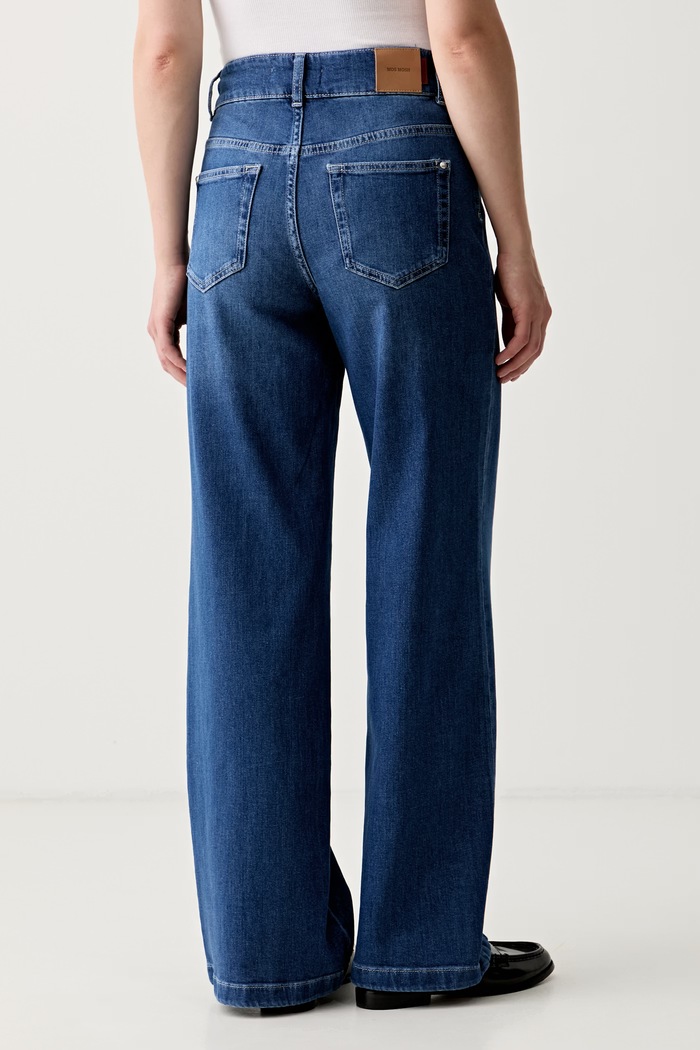 Odzież Mos Mosh jeansy wide leg damskie Colette 179840 niebieski