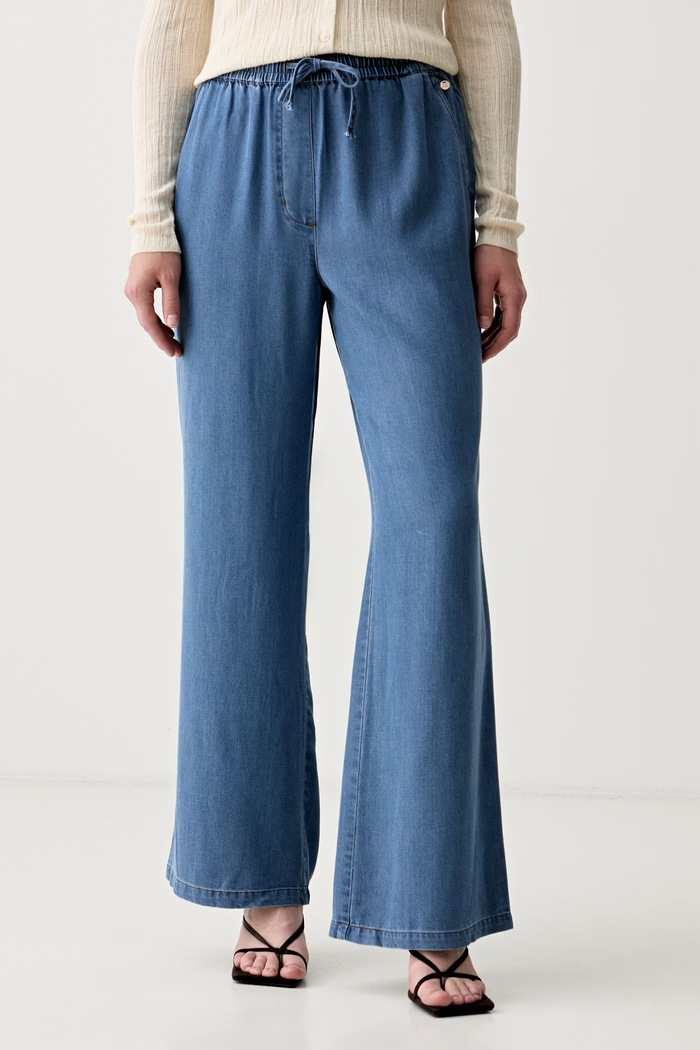 Mos Mosh jeansy wide leg damskie Karis niebieski 179260