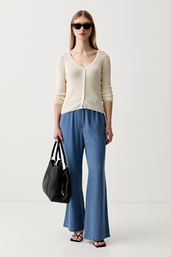 Mos Mosh jeansy wide leg damskie Karis 179260 niebieski AW26