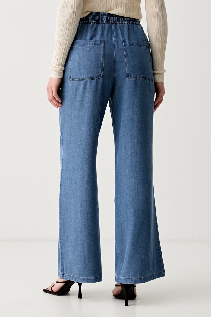 Odzież Mos Mosh jeansy wide leg damskie Karis 179260 niebieski