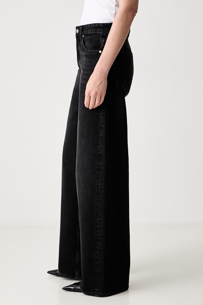 GANNI Lari jeansy wide leg damskie A1100099 czarny AW26