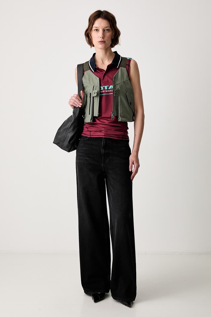 GANNI Lari jeansy wide leg damskie A1100099 czarny