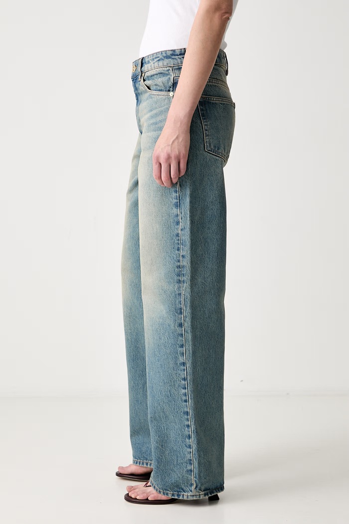 GANNI Izey jeansy straight damskie A1100095 niebieski AW26