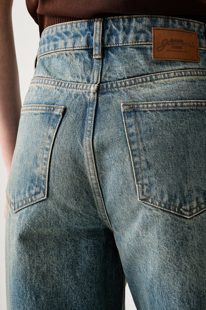 GANNI Lari jeansy straight damskie niebieski A1100094