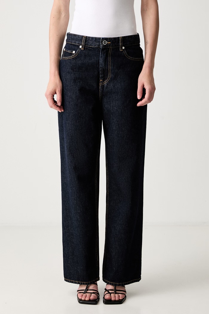 GANNI Izey jeansy straight damskie niebieski A1100075