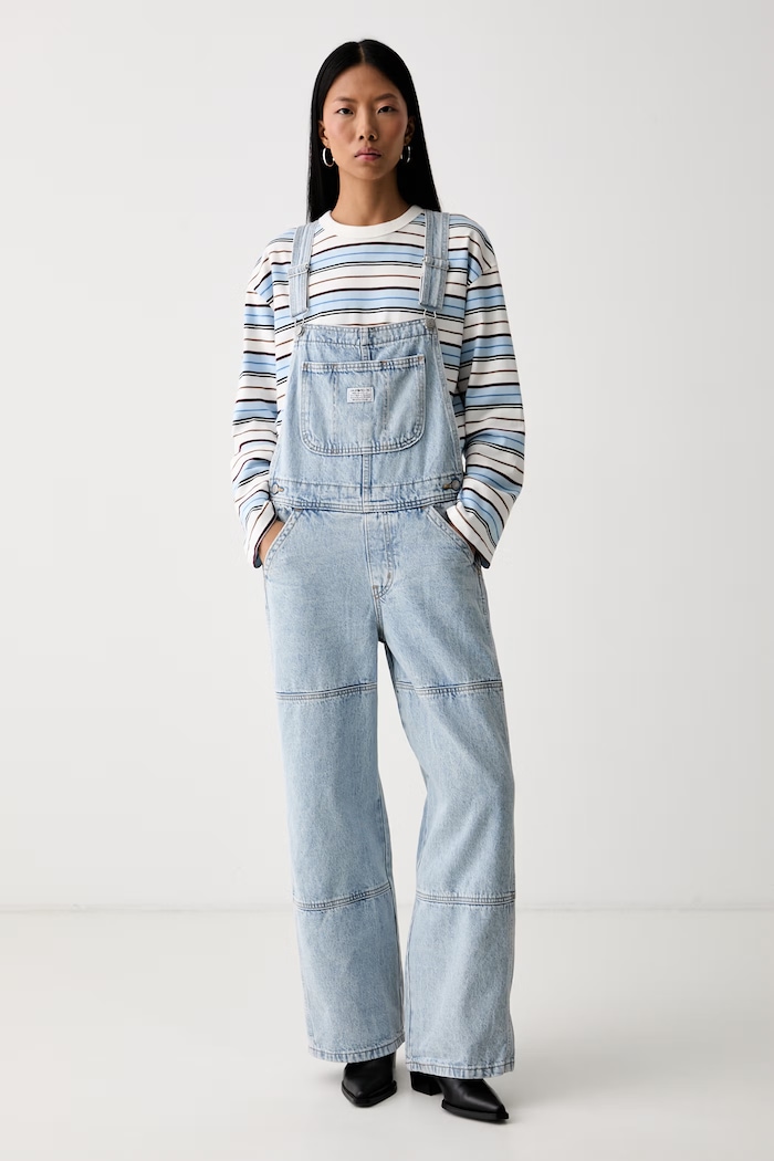 Levi's kavbojke z naramnicami denim ženske UTILITY OVERALL H226 modra 008DD