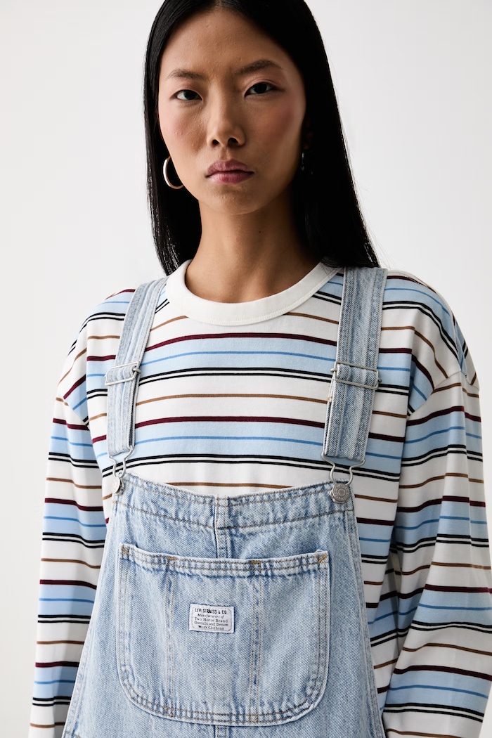 Levi's kavbojke z naramnicami denim ženske UTILITY OVERALL H226 modra 008DD