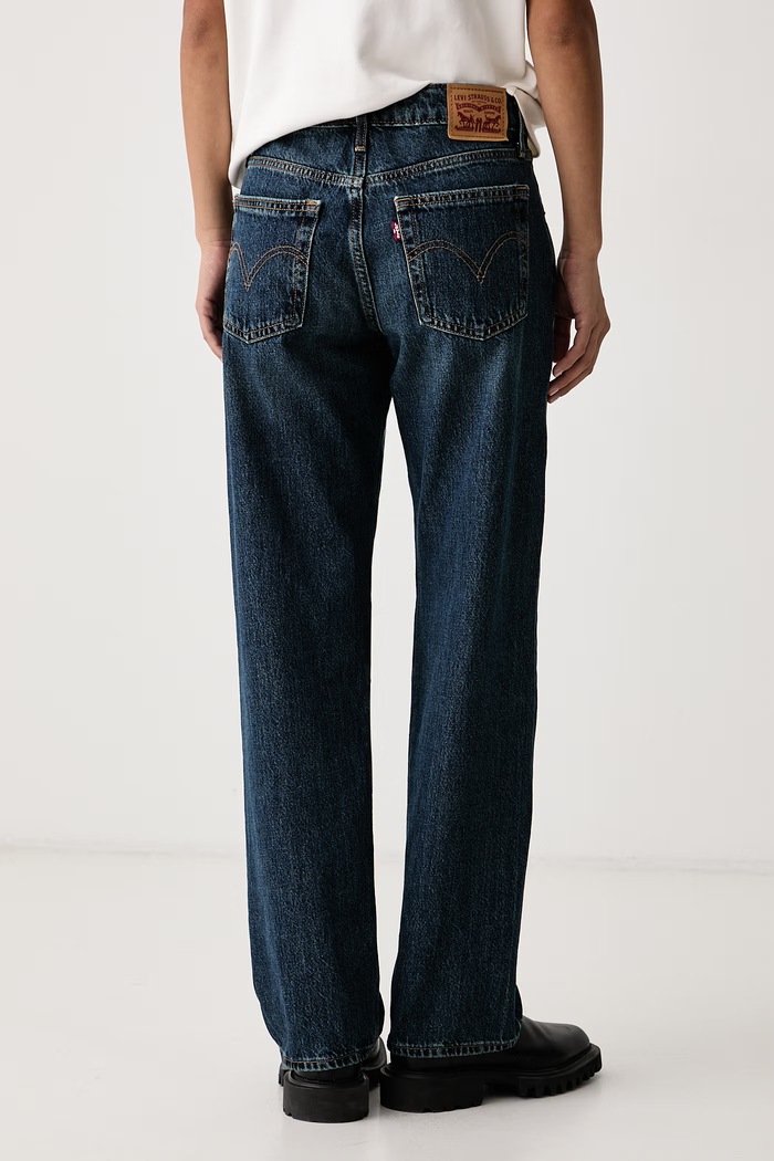Oblečenie Levi's Rifle rovné dámske SUPERLOW STRAIGHT 0081X tmavomodrá