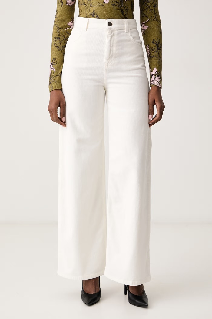Twinset Spodnie wide leg damskie bawełniane z elastanem beżowy 262TT2362