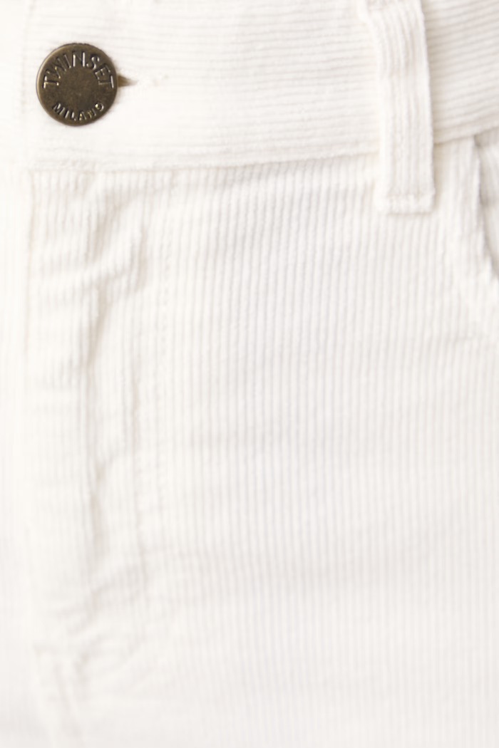 Spodnie wide leg damskie bawełniane z elastanem Twinset 262TT2362 beżowy
