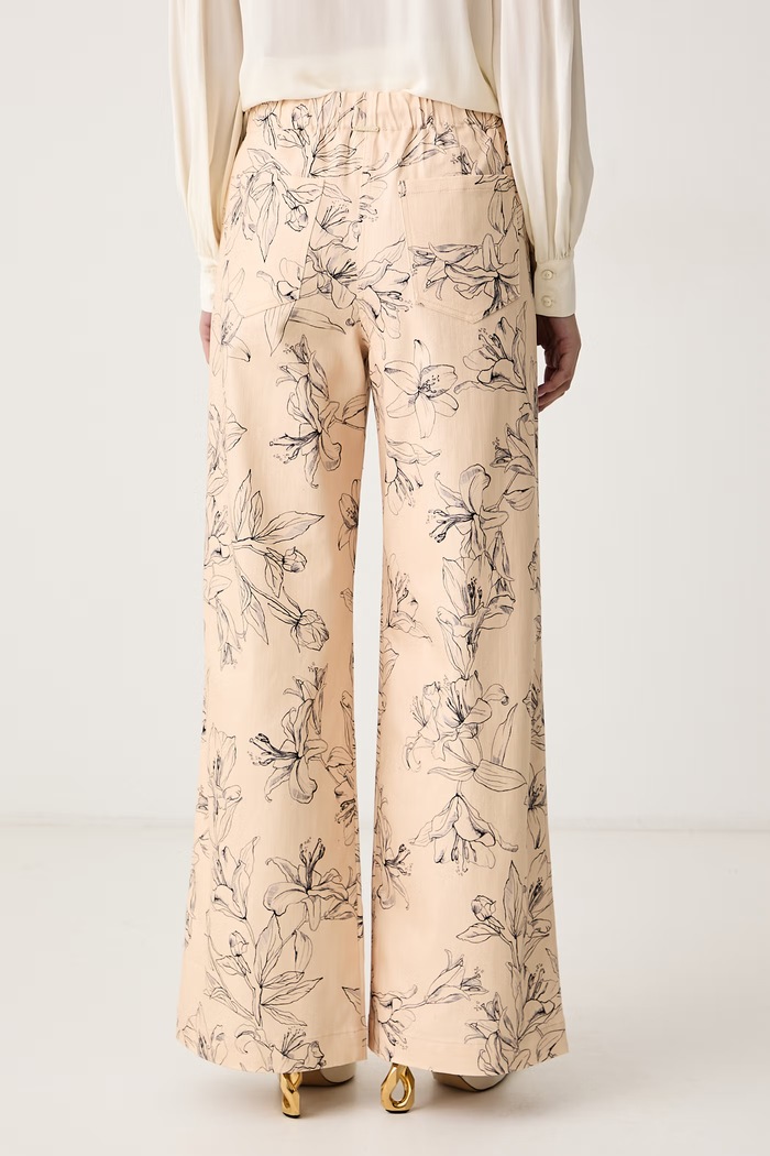 Odzież Twinset Spodnie wide leg damskie bawełniane z elastanem 262LI2MCC beżowy