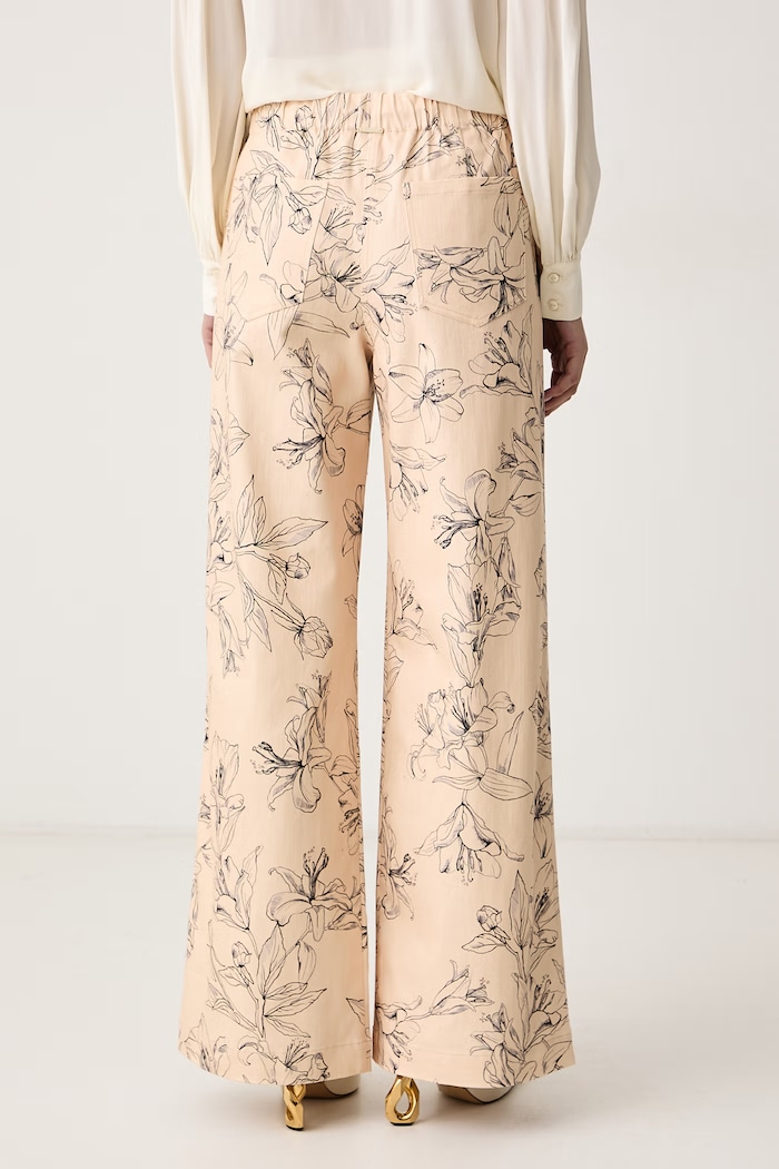 Odzież Twinset Spodnie wide leg damskie bawełniane z elastanem 262LI2MCC beżowy